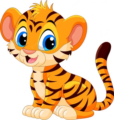 Premium Vector | Cute baby tiger cartoon Cute Tiger Cartoon, Cartoons Animals, Koala Illustration, Tiger Cartoon, Baby Cartoon Characters, Tiger Tattoos, Baby Animal Drawings, Tiger Drawing, Cartoon Tiger