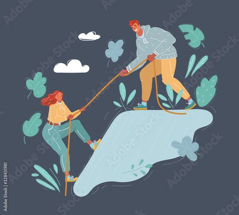 Helping Each Other Illustration, People Helping Each Other, Helping Each Other, Image Illustration, Adobe Stock, Stock Vector, Illustration Art, Stock Images, Snoopy