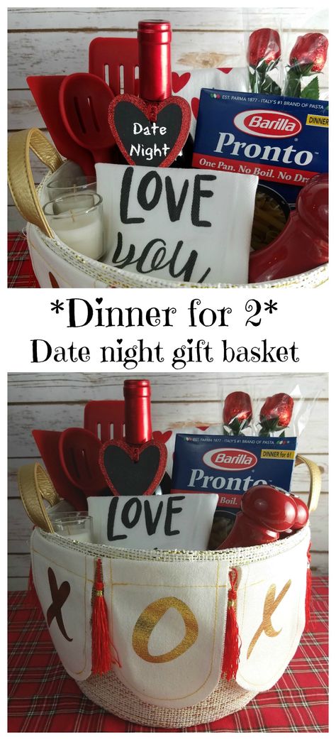 Msg 4 21+ - Valentine's Day date night gift basket and 'dinner for 2' pasta recipe #ad #WonderfulYourWay Wedding Gifts Basket, Date Night Gift Basket, Date Night Basket, Date Night Gift, Valentines Day Baskets, Raffle Basket, Date Night Gifts, Valentine Gift Baskets, Christmas Date