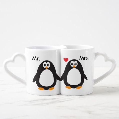 Wedding Gifts For Newlyweds, Couples Coffee Mugs, Personalized Matches, Coffee Mug Set, Penguin Love, Diy Valentines Decorations, Valentines Mugs, Party Essentials, Couple Mugs