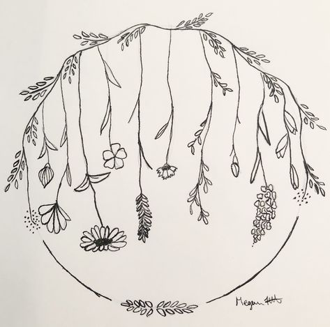 Doodle Wreath Floral, Ring Of Flowers Drawing, Wreath Drawing Simple, Wreaths Drawing, Drawing Flowers Ideas, Floral Wreath Painting, Flower Wreath Drawing, Wreath Doodle, Floral Wreath Drawing