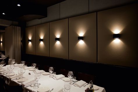 Gemelle Restaurant (AU) - Project - Delta Light Partition Screen, Delta Light, Led Wall Lights, Fabric Wall, Led Wall, Interior Spaces, Warm Light, Wall Paneling, White Light