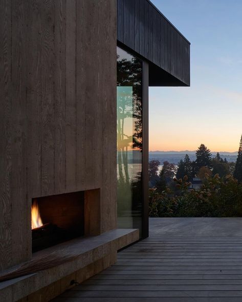 Utah home • Instagram Concrete Chimney, Formed Concrete, December Nights, Board Formed Concrete, Utah Home, Puget Sound, Luxury Interior, Home Projects, House Exterior