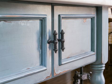 French_Country_Kitchen_island-storage Armoire Pantry, French Blue Paint, French Country Kitchen Cabinets, Transitional Bathroom Design, Country Kitchen Island, Island Storage, Kitchen Island Storage, Rustic Comforter, Reclaimed Beams