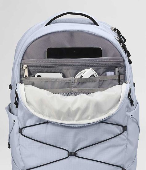 Women’s Borealis Backpack | The North Face North Face Backpack School, Northface Backpacks, Dusty Periwinkle, Borealis Backpack, Pretty School Supplies, North Face Borealis, Aesthetic Backpack, Belt Style, Tablet Sleeve