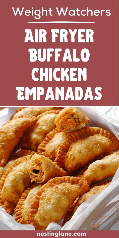 Indulge in a healthier twist on classic buffalo chicken with our Air Fryer WW Friendly Buffalo Chicken Empanadas recipe. Made with a tangy buffalo sauce and only 5 Weight Watchers points per serving, this dish is sure to become a new favorite. The empanadas are crispy on the outside and filled with tender, shredded chicken, making them a perfect dinner or appetizer. And with the convenience of the air fryer, they're ready in no time. Don't miss out on this delicious and nutritious recipe. Buffalo Chicken Empanadas, Chicken Empanadas Recipe, Flavorful Chicken Breast Recipes, Air Fryer Buffalo Chicken, Chicken Empanadas, Unique Dinner Recipes, Ww Meals, Buffalo Chicken Recipes, Unique Dinner