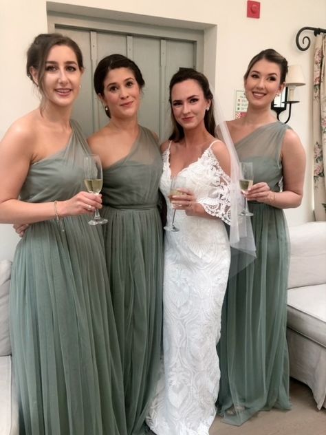 Makeup Sage Green Dress, Makeup Sage Green, Sage Green Dresses, Bridesmaids Hair, Sage Green Dress, Green Dresses, Bridal Hair And Makeup, Hair And Makeup, Bridesmaid Hair