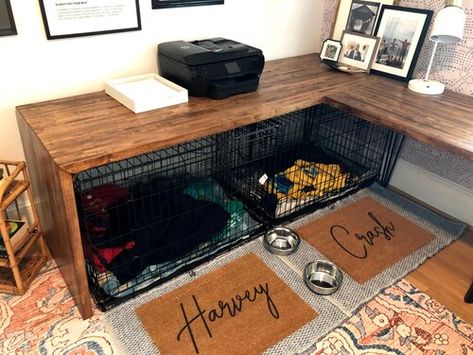 Trailer Renovation, Dog Room Decor, Dog Bedroom, Diy Dog Crate, Puppy Room, Dog Corner, Furniture Desk, Diy Dog Kennel, Dog Spaces