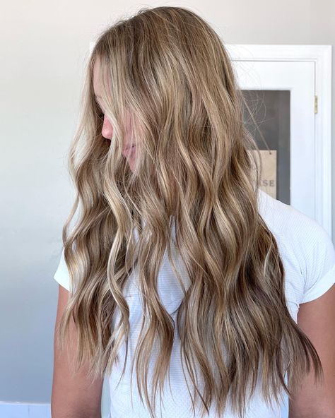 Hair Color Ideas For Sandy Blonde Hair, Blondes Going Darker For Fall, Sandy Blonde Lowlights, Sandy Lived In Blonde, Warm Honey Blonde Highlights, Teddy Bear Blonde Hair Color, Dirty Blonde Straight Hair, Dark Sandy Blonde, Light Brown Blonde Highlights