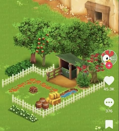 Hay Day Horse Stable Design, Hayday Silo Design, Hayday Layout Ideas Animals, Hayday Aesthetic Farm, Hayday Layout Ideas Whole Farm, Hayday Horse Stable Design, Hayday Sheep Design, Hay Day Farm Design Layout, Hay Day Dog House Ideas