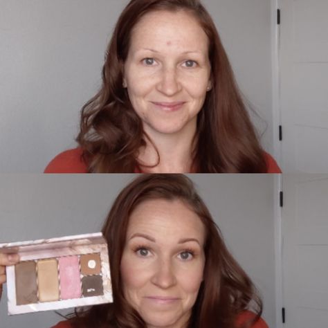 Is it possible to do your contour, foundation, blush, lips, eyeshadow & eyebrows with JUST this palette? Absolutely! If you have a customizable compact. Check out my before and after. The only thing that wasn't in my palette was my mascara. Blush Lips, Eyeshadow Eyebrows, Makeup Yourself, Eyebrows, I Know, Foundation, Blush, Lips, Felt