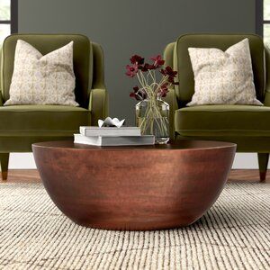 Sand & Stable Vivienne Solid Wood Drum Coffee Table | Wayfair Drum Coffee Table, Arched Floor Lamp, Solid Wood Coffee Table, Metal Coffee Table, Coffee Table Wayfair, Rectangular Coffee Table, Coffee Table Setting, Menu Furniture, Nesting Tables