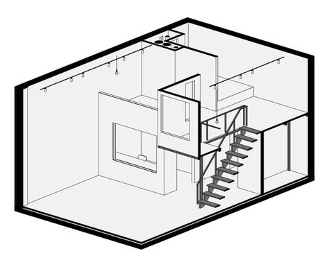 Gallery of Artist's Studio / Ruetemple - 21 Apartment With Mezzanine, Mezzanine Studio, Mezzanine Floor, Micro Apartment, Architect House, Studio Apartment, Artist Studio, Small House, Home Deco