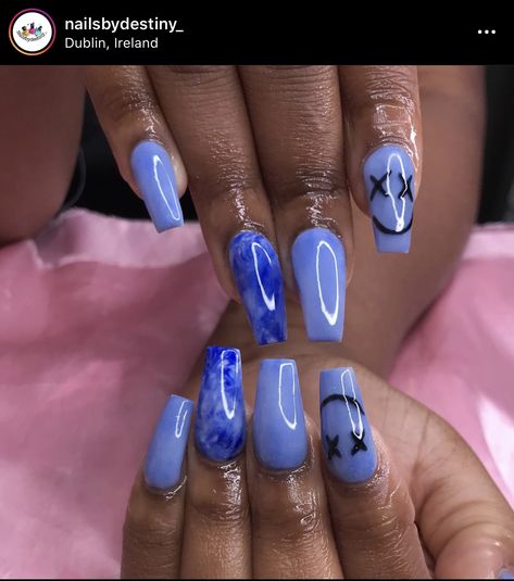 Short Blue Acrylic Nails, Blue Acrylic Nails, French Nail Designs, Unique Acrylic Nails, Acrylic Nails Coffin Short, Pretty Nail Art, Pink Acrylic Nails, Dipped Nails, Square Acrylic Nails