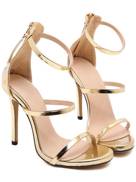 Shop Gold Straps High Stiletto Heel Sandals online. SheIn offers Gold Straps High Stiletto Heel Sandals & more to fit your fashionable needs. Metallic High Heels, High Heels Black, High Heels Boots, Womens Gladiator Sandals, Platform High Heel Shoes, Strap Sandals Women, Women Shoes Online, Ankle Wrap, Peep Toe Sandals