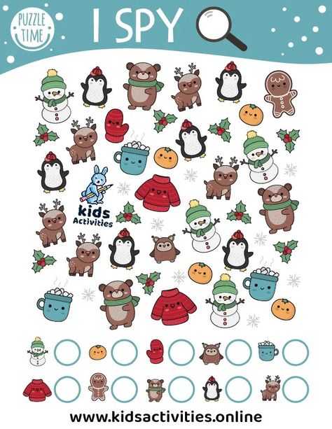 I Spy Winter Activity, Free Printables ⋆ Kids Activities I Spy Winter, Winter I Spy, Easy Winter Crafts, Winter Activities Preschool, Fun Indoor Activities, Winter Activity, Free Printable Activities, Spy Kids, Quiet Activities