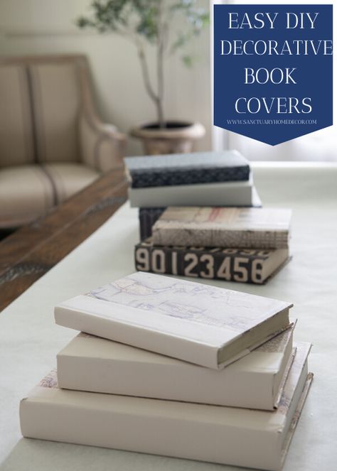 Easy DIY Decorative Book Covers Covering Books For Decor Diy, Cover Book With Paper, Paint Books For Decor, Diy Linen Covered Books, Decorative Book Covers Diy, Wrapping Books For Decor, Redoing Book Covers, Diy Book Covers Vintage, How To Use Books For Decor