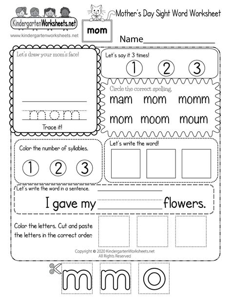 Mothers Day Letter, Sight Word Worksheet, Color The Number, Simple Sentence, Phonics Worksheets Free, Holiday Worksheets, Mother's Day Printables, Abc Worksheets, Pattern Worksheet