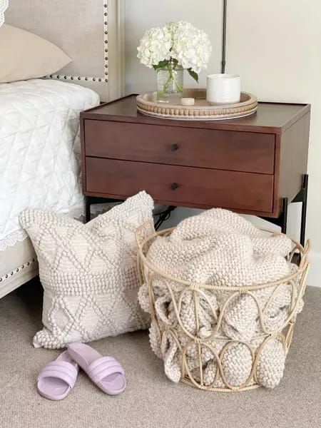 Cute Throw Blankets, Organizing Baskets, Blankets Cozy, Bedroom Details, My Texas House, Texas House, Cozy Pillow, Affordable Home Decor, Cozy Space