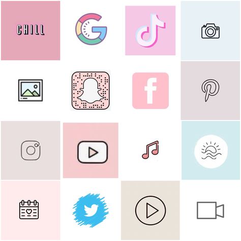 here are all of the icons that i used for my background/home screen pin, hope you find this helpful! :) #appicons #aetheticappicons #aestheticapp #apps #icons #shortcuts Cute App, Ios, I Hope, Iphone, Green, Pink, Blue, Design