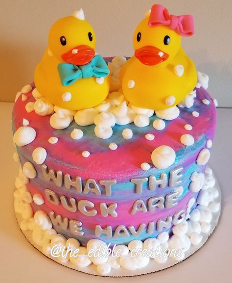 Duck Gender Reveal Ideas, Gender Reveal Ideas Cartoon Theme, Rubber Duck Gender Reveal Party Ideas, Gender Reveal Cake Themes, What The Duck Are We Having Gender Reveal, Duck Theme Gender Reveal, Rubber Duck Gender Reveal, Creative Gender Reveals Theme, June Gender Reveal Ideas