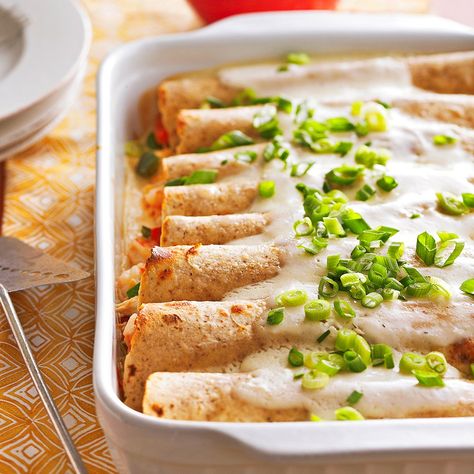 Seafood Enchiladas Recipe - EatingWell Seafood Enchiladas Recipe, Seafood Enchiladas, Healthy Mexican Recipes, Enchiladas Recipe, Healthy Mexican, Enchilada Recipes, Mexican Dishes, Casserole Dish, Enchiladas