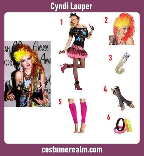 Dress Like Cyndi Lauper Costume Guide For Halloween & Cosplay Cindi Lauper 80's Costumes, Cyndi Lauper Costume Diy, Cindy Lauper Costume, Cindy Lauper 80's Outfit, Cyndi Lauper 80s, Cyndi Lauper Costume, Cindy Lauper 80's, 80s Outfit Ideas, Cindy Lauper