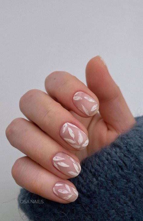 37 Cute Spring Nail Art Designs : White Leave Matte Nail Design Nail Art Designs White, Spring Nail Art Designs, Flamingo Nails, Tropical Nails, Rose Nail Art, Matte Nail, Fantasy Nails, Moon Nails, Cute Spring Nails