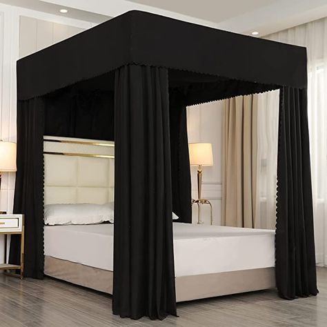 Black Canopy Bed, Princess Bedroom Decor, Princess Canopy Bed, Arsitektur Art Deco, Post Bed, Curtains Sheer, Canopy Bed Curtains, Canopy Curtains, Canopy Bedroom