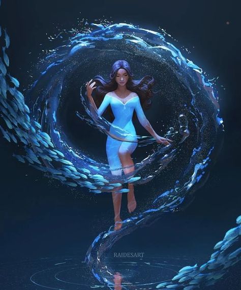 Water Bender, Aquarius Art, Warrior Drawing, Super Powers Art, The Last Unicorn, Water Powers, Cool Colors, Avatar Airbender, Painting Of Girl