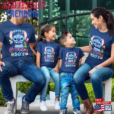 Personalized Disney Stitch Birthday Shirt T-Shirt Unisex Check more at https://anniversarytrending.com/product/personalized-disney-stitch-birthday-shirt-t-shirt-unisex/ Stitch Birthday Shirt, Birthday Stitch, Stitch Birthday, Baby Boy First Birthday, Baby Boy 1st Birthday, 3 Boys, Boy First Birthday, Disney Stitch, 8th Birthday