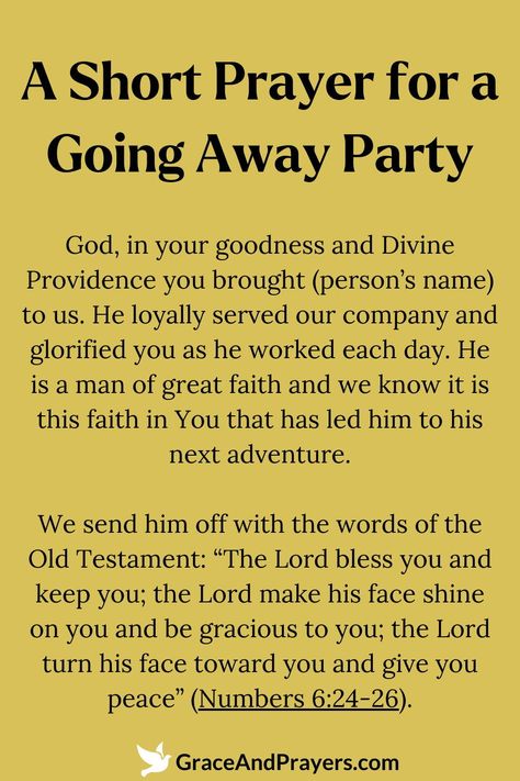 In the spirit of farewell and new beginnings, let's pause for a moment of prayer, entrusting our friend's path to God's loving care.

We pray for joy, peace, and prosperity on their journey, celebrating the memories shared and the adventures that await.

Find solace and inspiration at Grace and Prayers, where every going away party is blessed with words of love and prayers for the future. Prayers For Saying Goodbye, Pastor Farewell Quotes, Farewell Quotes For Neighbors, Welcome Speech For Farewell, Speech For Farewell Party, Prayer For A Friend, Love And Prayers, Short Prayer, Divine Providence