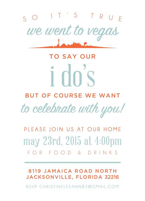 Vegas Themed Wedding Reception, Vegas Wedding Invitations, Vegas Themed Wedding, Elopement Party, Elopement Invitation, Housewarming Party Invitations, Elopement Announcement, Wedding Reception Invitations, Wedding After Party