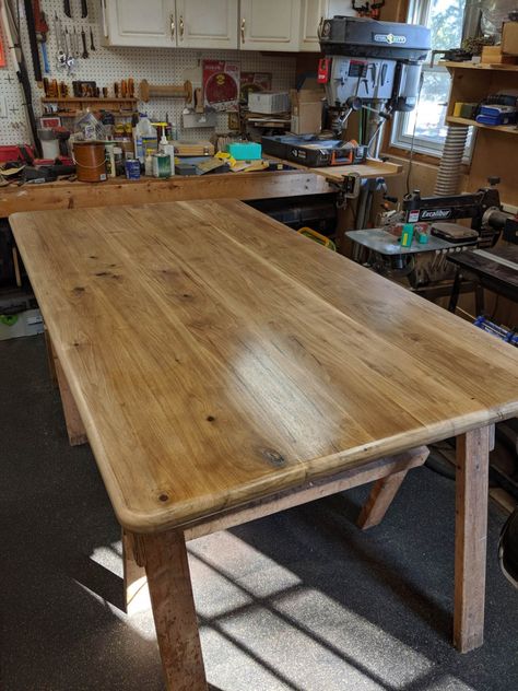 Bleached Wood Table Top, Walnut Stained Table, Vintage Butcher Block Table, Trestle Table Plans, Antique Sawbuck Table, Bleached Walnut, Walnut Desk, Oil Based Stain, Walnut Furniture