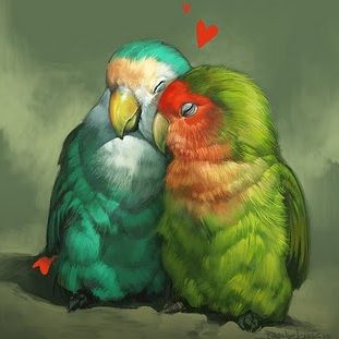 Lovebird Painting, Love Bird Drawing, Love Birds Tattoo, Lovebirds Painting, Love Birds Drawing, Lovebirds Art, Love Birds Painting, Bird Artwork, Tableau Art