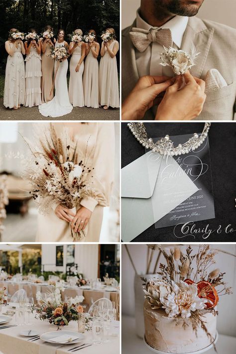 Cream Wedding Theme, May Wedding Colors, Champagne Wedding Themes, October Wedding Colors, Champagne Wedding Colors, Early Fall Weddings, Taupe Wedding, Wedding Color Pallet, Fall Wedding Photos