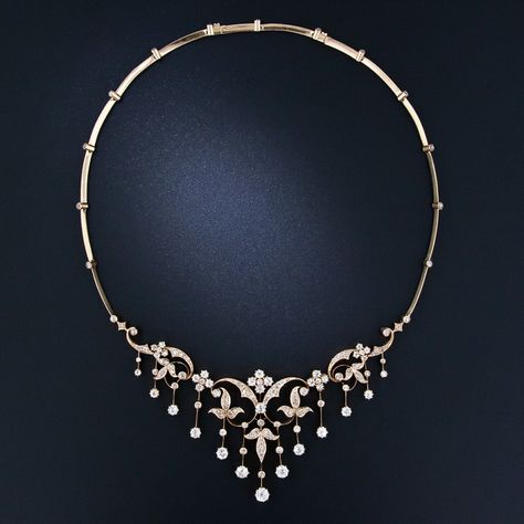 Diamond Necklace Designs Unique, Unique Diamond Necklace, Victorian Jewelry Necklace, Antique Diamond Necklace, Necklaces Choker, Jewelry Knowledge, Gold Pearl Jewelry, Gold Bridal Necklace, Vintage Choker Necklace