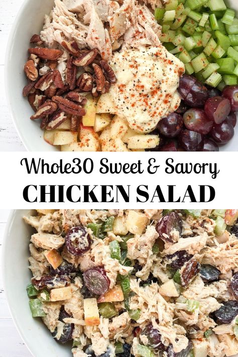 #dailyhealthyeating Airbnb Meals, Savory Chicken Salad, Chicken Salad Recipe With Grapes, Recipe With Grapes, Paleo Chicken Salad, Wedding Airbnb, Whole30 Chicken Salad, Primal Living, Whole30 Dinner