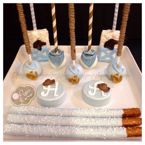 Timeline Photos - "O" Pops by Angie Cowboy Party Treats Dessert Tables, Western Baby Shower Theme, Oreo Cookie Ideas, Rice Krispie Pops, Strawberry Towers, Decorated Pretzels, Cake Marshmallow, Mini Oreos, Oreo Ideas