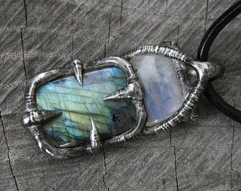 Jewellery Tiffany, Fantasy Pendant, Pagan Necklace, Elven Jewelry, Smoky Quartz Pendant, Goth Necklace, Metalwork Jewelry, Stained Glass Jewelry, Soldering Jewelry