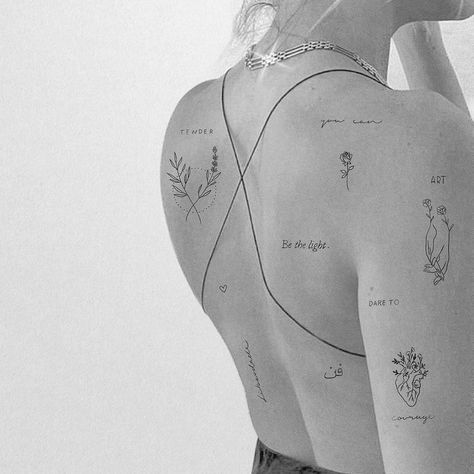 Tato Minimal, Bauch Tattoos, Petite Tattoos, Classy Tattoos, Back Tattoo Women, Discreet Tattoos, Spine Tattoos, Dainty Tattoos, Subtle Tattoos