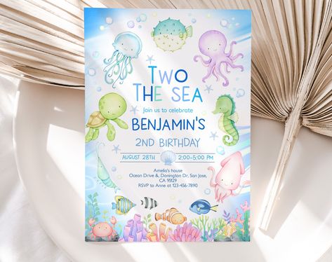 Under The Sea Second Birthday Party, Under The Sea 2nd Birthday Party Girl, Under The Sea Second Birthday, In Two The Deep Birthday Girl, Second Birthday Invitation, Two The Sea Birthday Party Girl, Two The Sea Birthday Party, Girls Second Birthday Party Ideas, Girl Second Birthday Themes