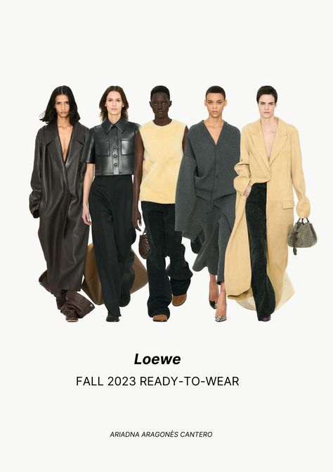 Loewe - Fall Ready to wear 2023. Collage made by Ariadna Aragonès Cantero @ ariaragones @ sharedbyariadna. Models, neutrals, fashion, clother, long clother, trendy, catwalk show, runway. Ready To Wear 2023, 2023 Collage, Fall Ready To Wear, Neutrals Fashion, Collage Making, Ready To Wear, Magazine, Models, Collage