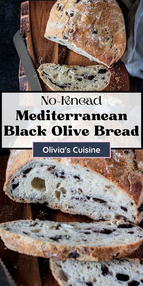 Looking for more easy homemade bread recipes? This Mediterranean Black Olive Bread is one of the most popular recipes here on the site! Crusty, chewy and so delicious. And the best part? This is a no-knead bread, so no need to work those biceps! Black Olive Bread Recipe, No Knead Bread Recipes, Green Olive Bread, Olive Bread Recipe, Artesian Bread, Mediterranean Bread, Homemade Bread Recipes, Greek Bread, Easy Homemade Bread