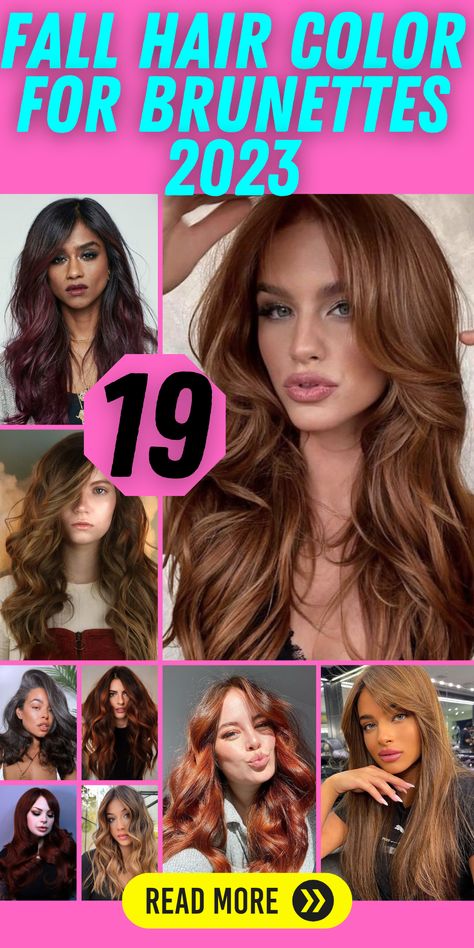 Get ready to embrace the autumn season with a beautiful fall hair color for brunettes 2023. Whether you want a bold and striking look or a subtle and natural enhancement, there's a shade that will suit your style. From dark and rich tones to caramel highlights, these fall hair colors will add depth and dimension to your locks. Embrace the beauty of fall with a trendy and stylish hair color transformation. 2023 Fall Brown Hair, Brunette Fall Hair 2023 Shoulder Length, Latest Hair Color Trends 2020, Fall Hair Color For Brunettes Curly Hair, 2023 Fall Hair Colors, Autumn Hair Colours 2023, Fall Hair Color Ideas 2023, Autumn Hair Styles 2023, Hottest Hair Color Trends 2023