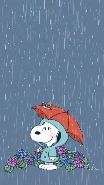 Snoopy loves rain! Do you love rain? Snoopy In The Rain, Happy Wallpapers For Iphone, Snoopy Rain, Cute Iphone Wallpaper, Peanuts Wallpaper, Love The Rain, Good Morning Snoopy, Rain Wallpapers, Snoopy Funny