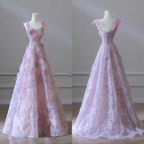 Sleeping Beuty Prom Dress, Rapunzel Inspired Dress, Pink Ballgown Aesthetic, Purple Gown Aesthetic Princess, Lavender Floor-length Gown For Debutante Ball, Kawaii Prom Dress Pink, Debut Dresses, Gowns Dresses Elegant, Prom Dress Inspiration