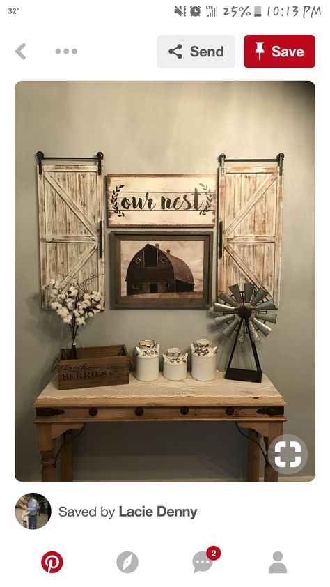 Barn Door Shutters, Door Shutters, Barn Door Decor, Country Barn, Farmhouse Decor Living Room, Country Farmhouse Decor, Room Remodeling, Trendy Home, Farmhouse Living