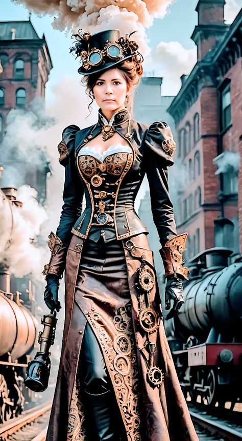 Steampunk Womens Fashion, Steampunk Fashion Women, Steampunk Party, Steampunk Woman, Steampunk Artwork, Steampunk Aesthetic, Steampunk Couture, Punk Woman, Steampunk Dress