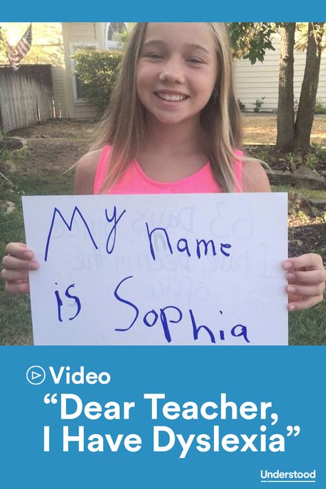 Sophia, a 10-year-old from Roseville, California, and her mother, Lisa, created this video for her new teacher. They wanted to explain that Sophia is smart, but she has trouble with reading and spelling. Homework Chart, Dear Teacher, Dyslexic Students, Visual Processing, Dysgraphia, Self Advocacy, Writing Challenge, Reading Program, Learning Disabilities